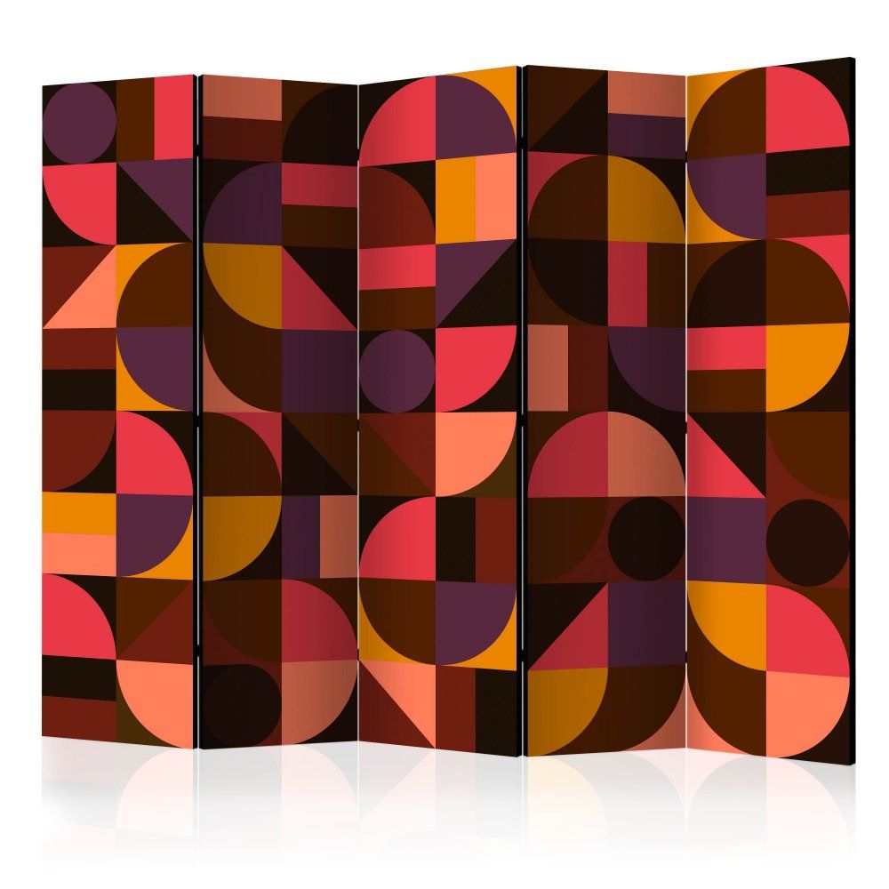 Paraván Geometric Mosaic (Red) Dekorhome 225x172 cm (5-dielny) - dekorhome.sk