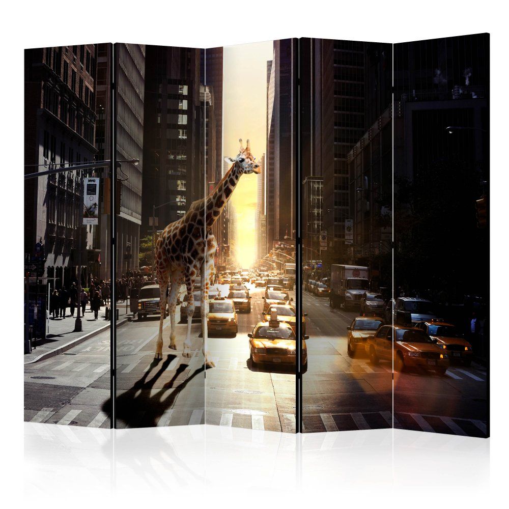 Paraván Giraffe in the Big City Dekorhome 225x172 cm (5-dielny) - dekorhome.sk