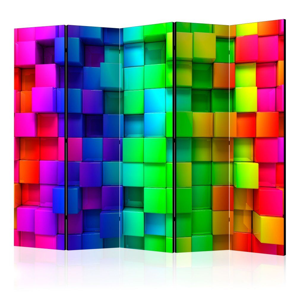 Paraván Colourful Cubes Dekorhome 225x172 cm (5-dielny) - dekorhome.sk