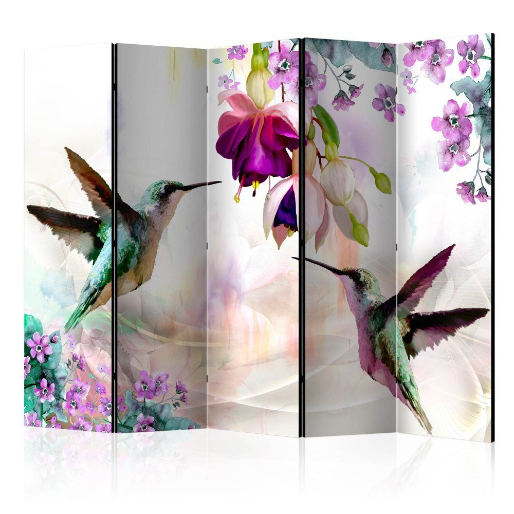 Paraván Hummingbirds and Flowers Dekorhome 225x172 cm (5-dielny) - dekorhome.sk