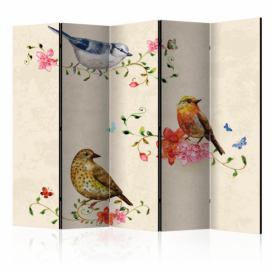 Paraván Bird Song Dekorhome 225x172 cm (5-dielny)