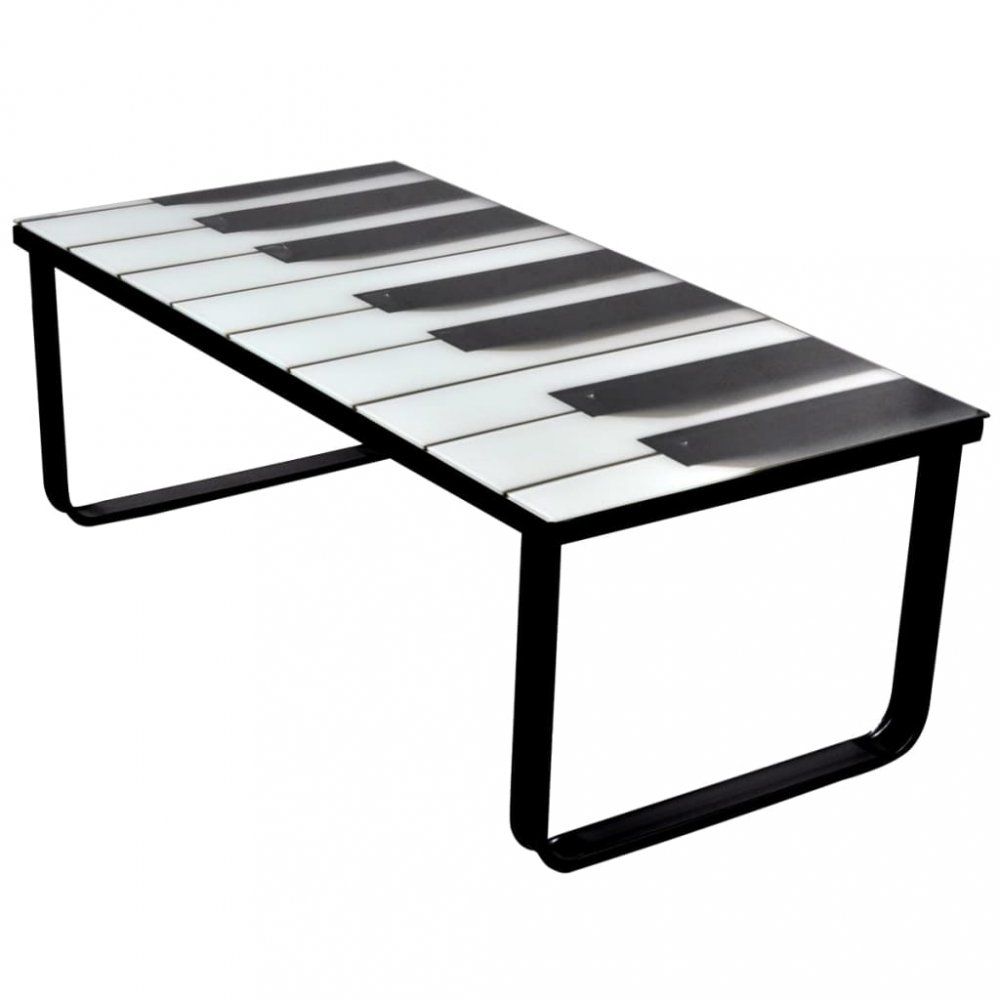 Konferenčný stolík s potlačou kov / sklo Dekorhome Piano - dekorhome.sk