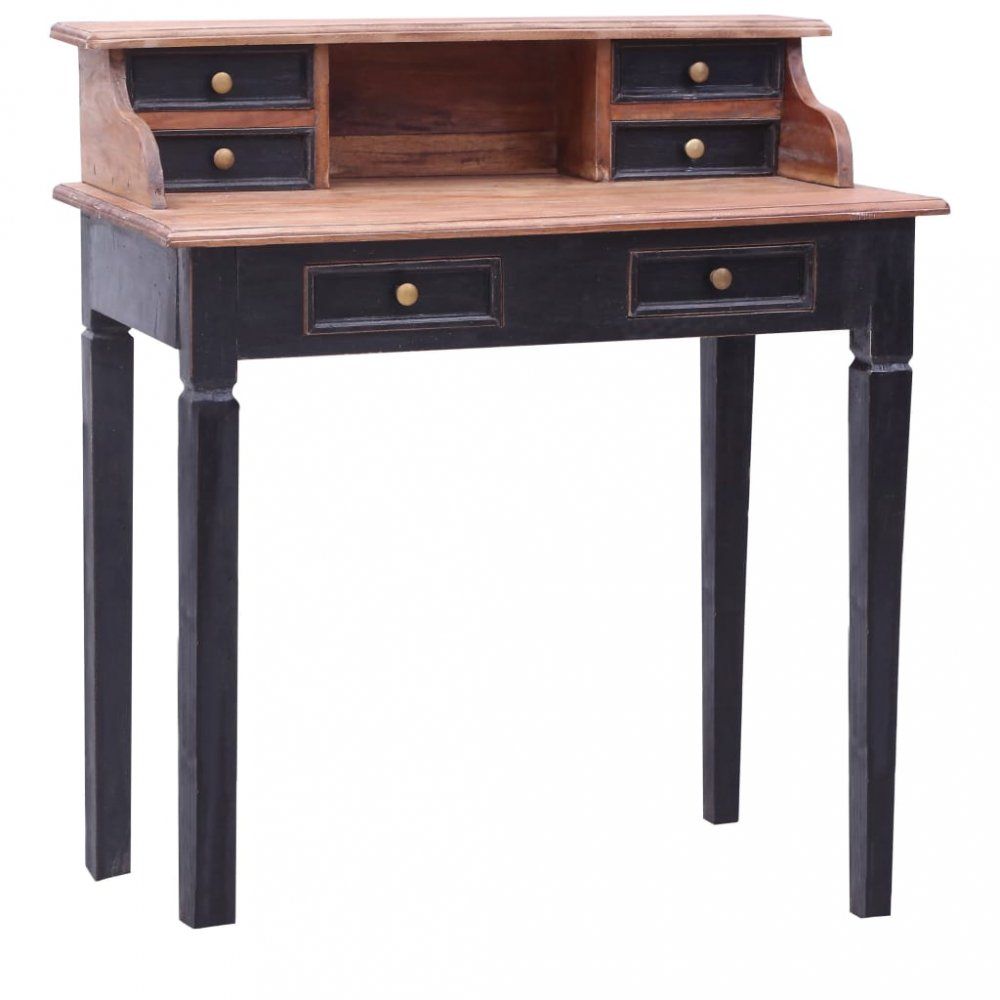 Písací stôl zo zásuvkami masívne drevo Dekorhome Čierna / hnedá - dekorhome.sk