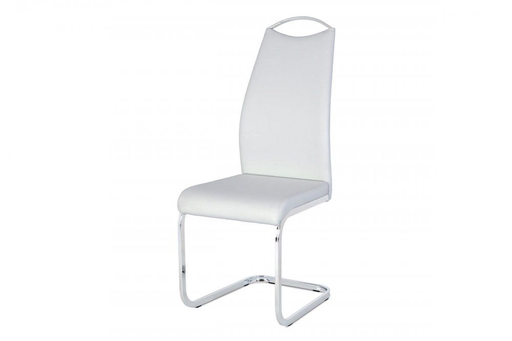 Jedálenská stolička HC-981 ekokoža / chróm Autronic Biela - dekorhome.sk