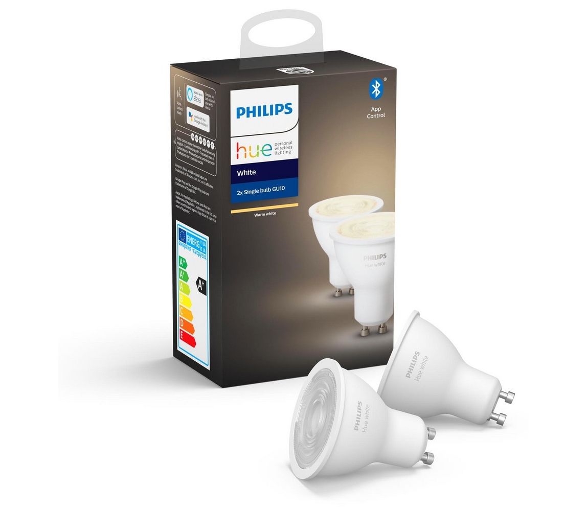 Philips Hue White žiarovky GU10 5.2W 400lm 2-set 2700K Bluetooth 871869962931100 - Svet-svietidiel.sk