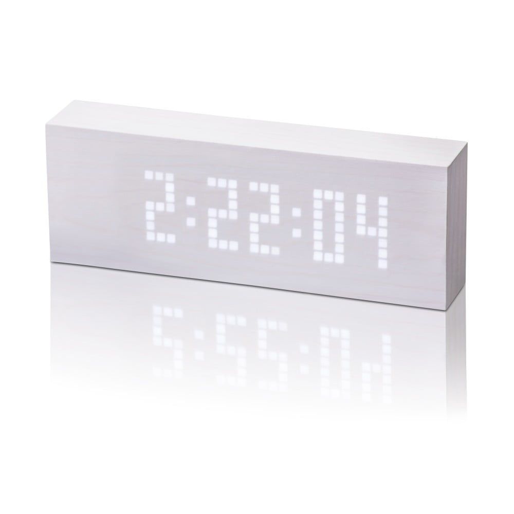 Biely budík s bielym LED displejom Gingko Message Click Clock - Bonami.sk