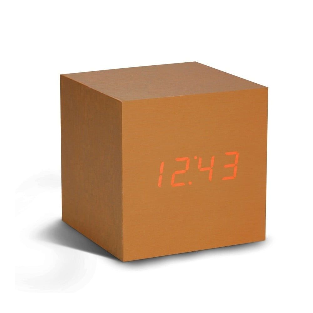 Oranžový budík s červeným LED displejom Gingko Cube Click Clock - Bonami.sk