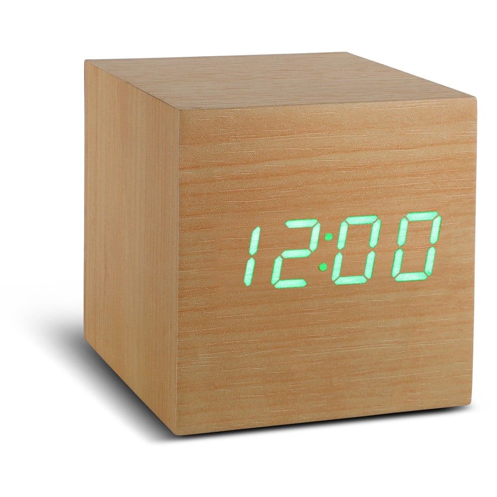 Béžový budík so zeleným LED displejom Gingko Cube Click Clock - Bonami.sk