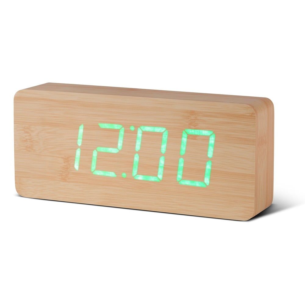 Svetlohnedý budík so zeleným LED displejom Gingko Slab Click Clock - Bonami.sk