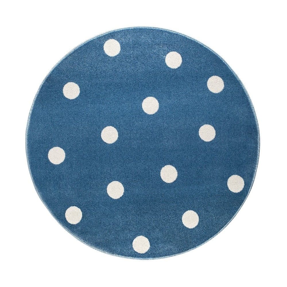 Modrý guľatý koberec s bodkami KICOTI Blue, 100 × 100 cm - Bonami.sk
