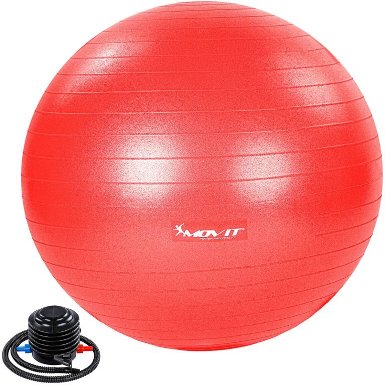 MOVIT Gymnastická lopta s nožnou pumpou, 85 cm, červená - Kokiskashop.sk