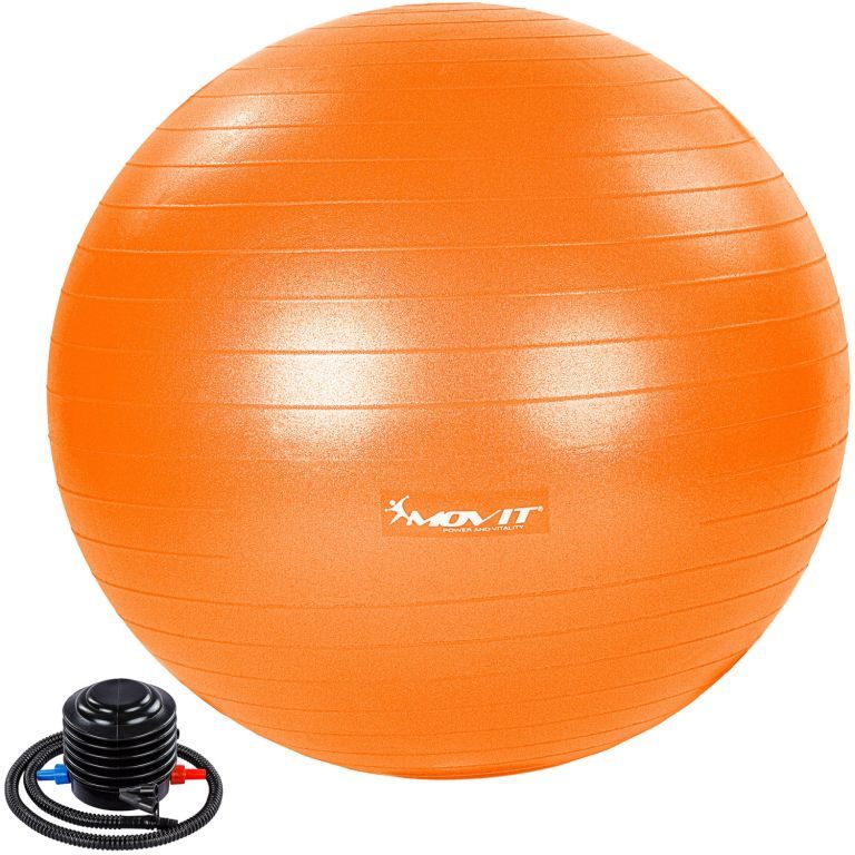 MOVIT Gymnastická lopta s nožnou pumpou, 85 cm, oranžová - Kokiskashop.sk