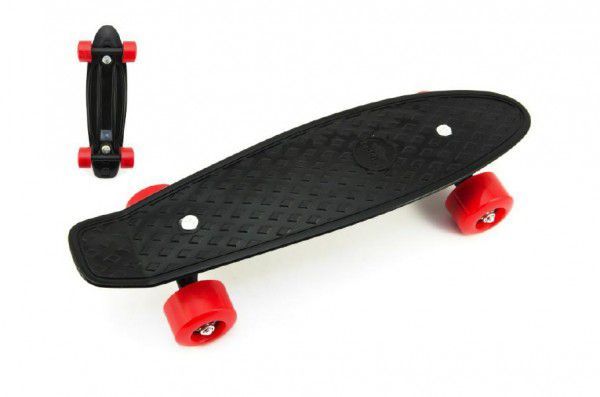 Skateboard - pennyboard 43cm, nosnost 60kg plastové osy, černá, červená kola - Kokiskashop.sk