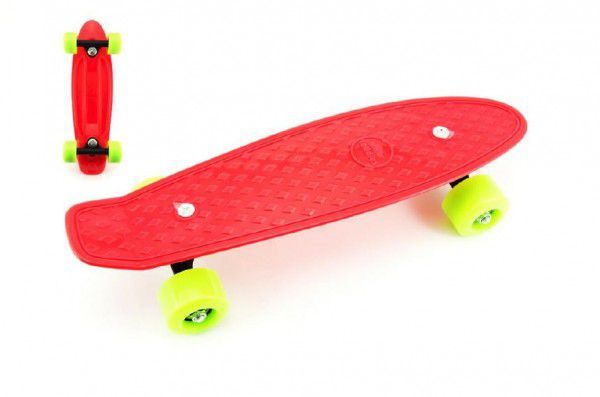 Skateboard - pennyboard 43cm, nosnost 60kg plastové osy, červený, zelená kola - Kokiskashop.sk