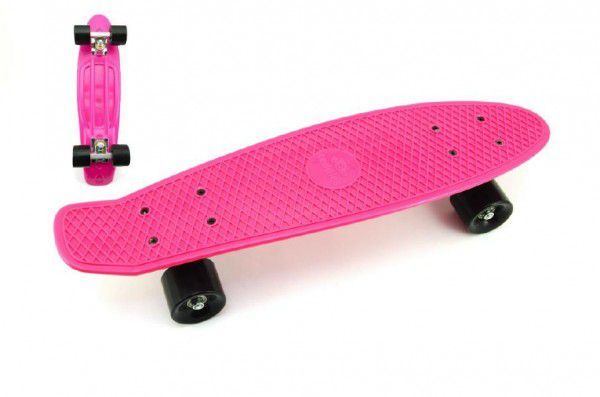 Skateboard - pennyboard 60cm nosnosť 90kg, kovové osi, ružová farba, čierne kolesá - Kokiskashop.sk