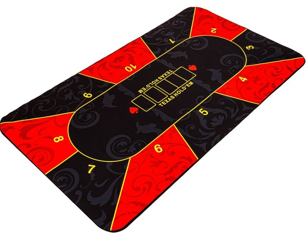 Skladacia pokerová podložka, červená/čierna, 160 x 80 cm - Kokiskashop.sk