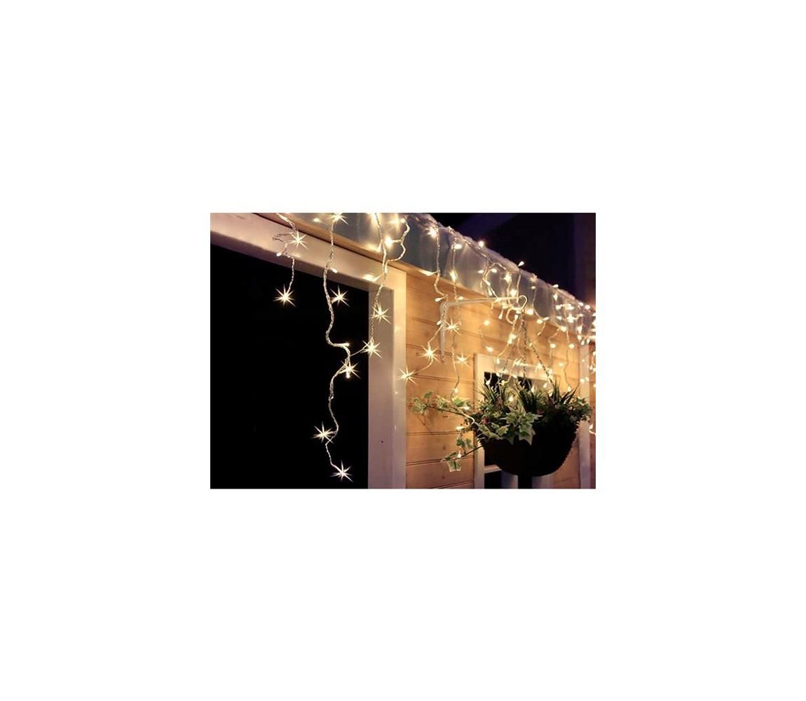  LED vianočné záves, cencúle, 120 LED, 3m x 0,7m, prívod 6m, vonkajšie, teplé biele svetlo, pamäť,časovač, 1V40-WW - Svet-svietidiel.sk