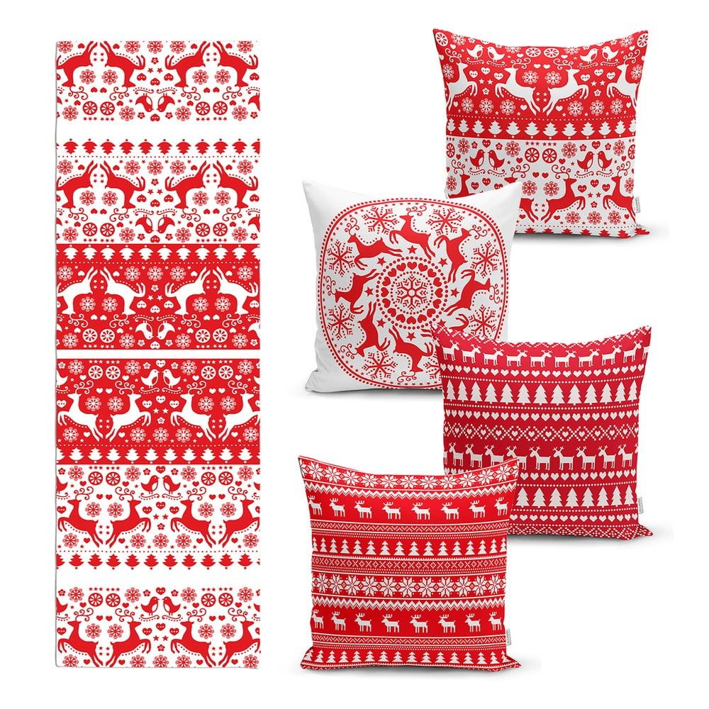 Súprava 4 vianočných obliečok na vankúš a behúň na stôl Minimalist Cushion Covers Christmas - Bonami.sk