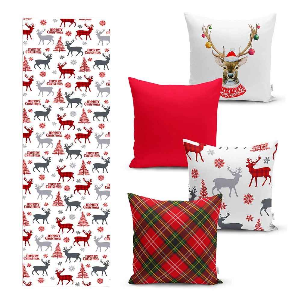 Súprava 4 vianočných obliečok na vankúš a behúň na stôl Minimalist Cushion Covers Christmas Ornaments - Bonami.sk