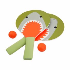 Set 2 rakiet a loptičiek na stolový tenis Sunnylife Shark Attack