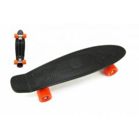Skateboard - pennyboard 60cm nosnosť 90kg, kovové osi, čierna farba, oranžové kolesá Kokiskashop.sk