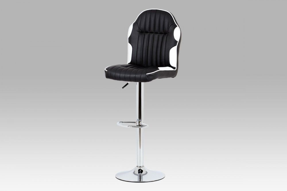 Barová stolička AUB-610 WT čierna / biela / chróm Autronic - dekorhome.sk