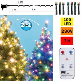  LED Vianočná vonkajšia reťaz 100xLED 10m IP44 teplá biela/multicolor + DO 
