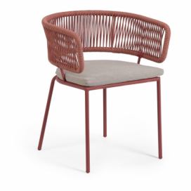 Záhradná stolička s oceľovou konštrukciou a hnedým výpletom La Forma Nadin