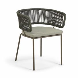 Záhradná stolička s oceľovou konštrukciou a zeleným výpletom La Forma Nadin