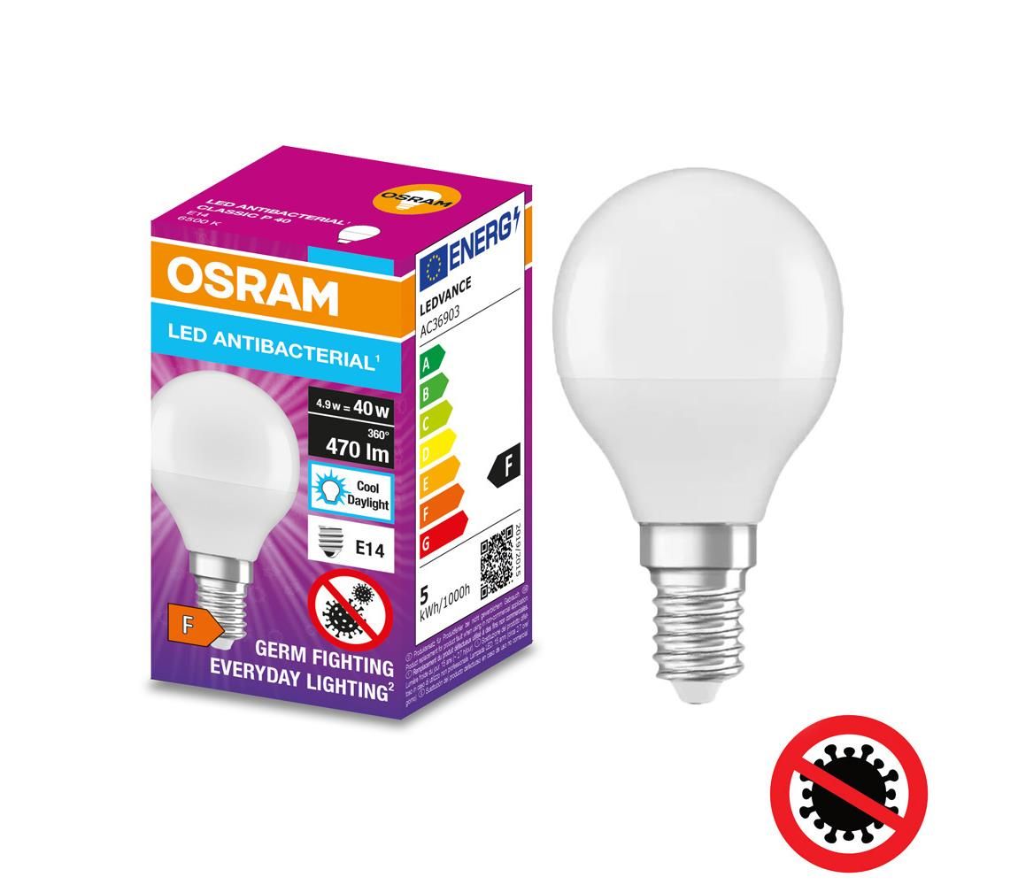 Osram LED Antibakteriálna žiarovka P40 E14/4,9W/230V 6500K - Osram  - Svet-svietidiel.sk