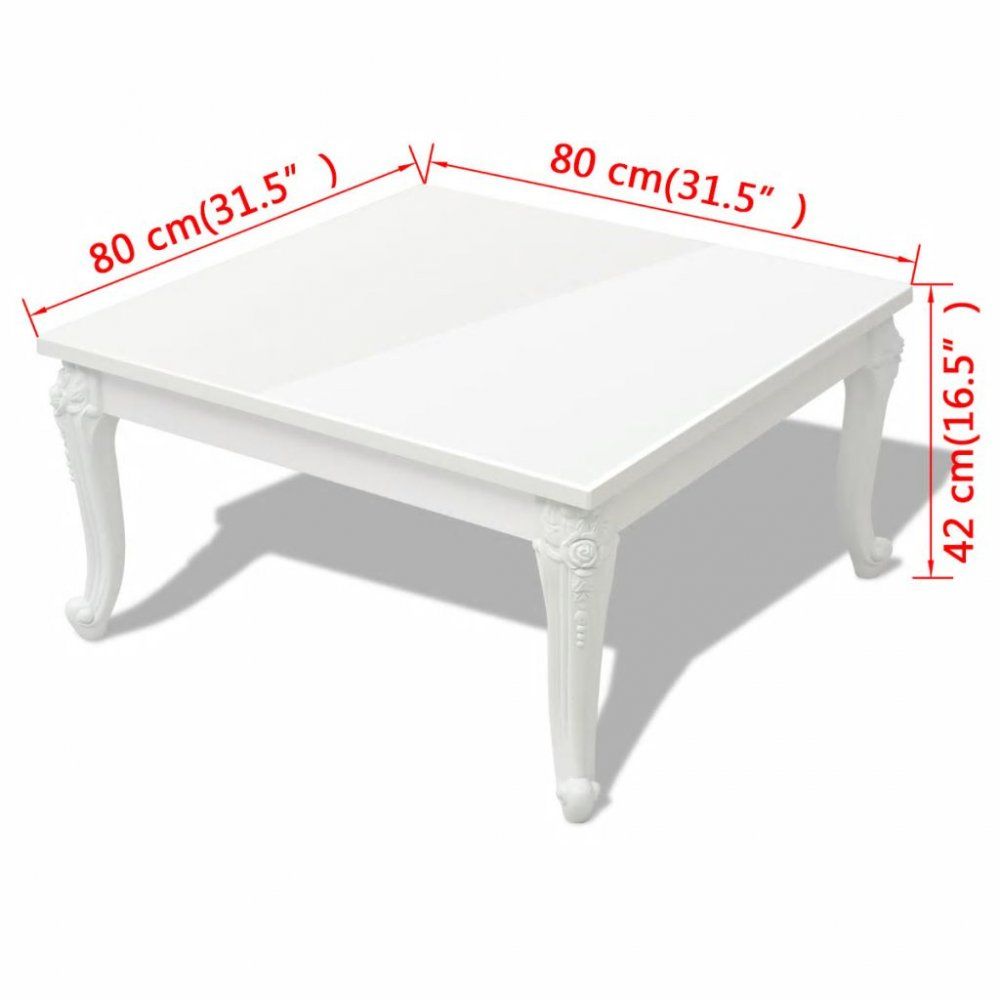 Konferenčný stolík biela vysoký lesk Dekorhome 80x80x42 cm - dekorhome.sk