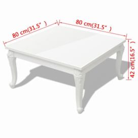 Konferenčný stolík biela vysoký lesk Dekorhome 80x80x42 cm