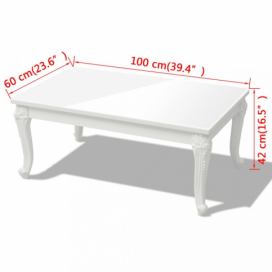 Konferenčný stolík biela vysoký lesk Dekorhome 100x60x42 cm