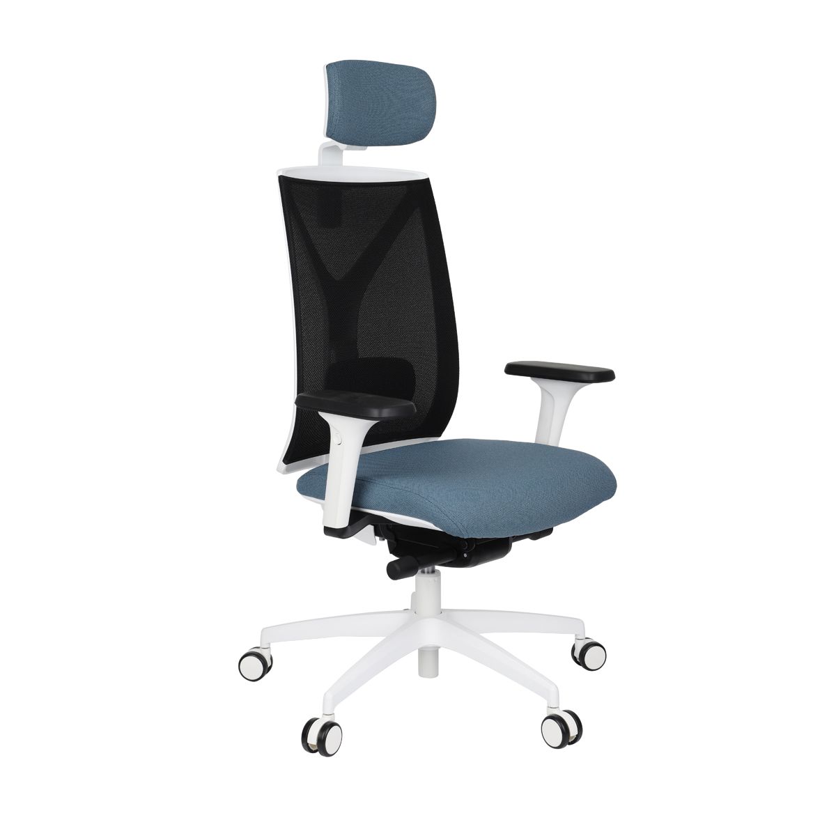 Kancelárska stolička s podrúčkami Velito WS HD - modrá (Cura 03) / čierna / biela - nabbi.sk