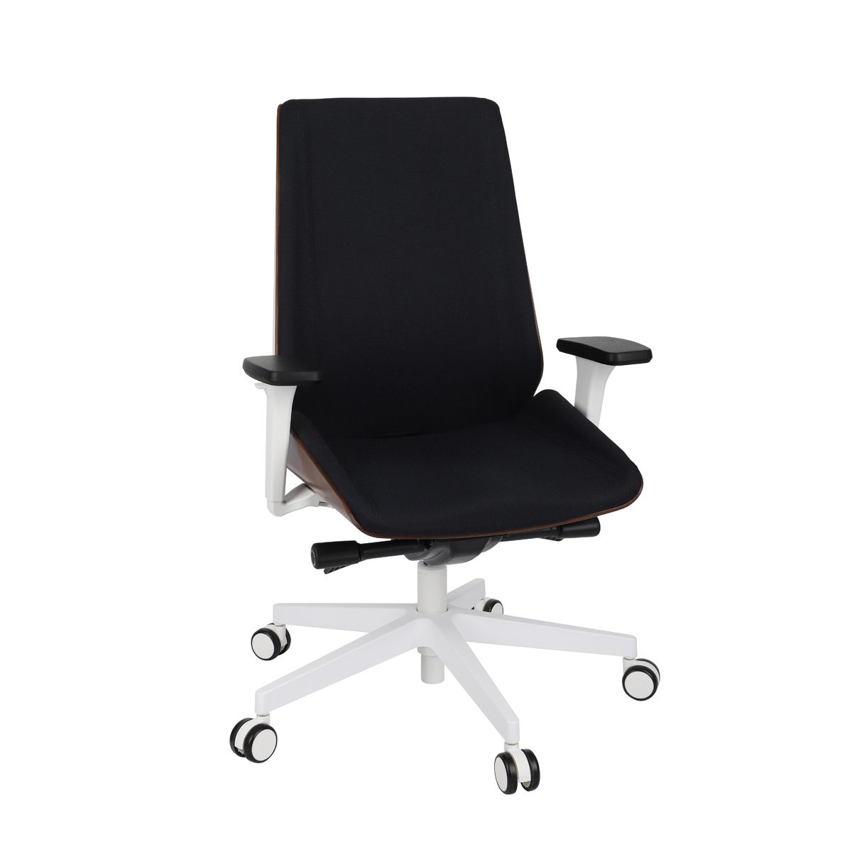 Kancelárska stolička s podrúčkami Munos Wood W - čierna / orech svetlý / biela - nabbi.sk