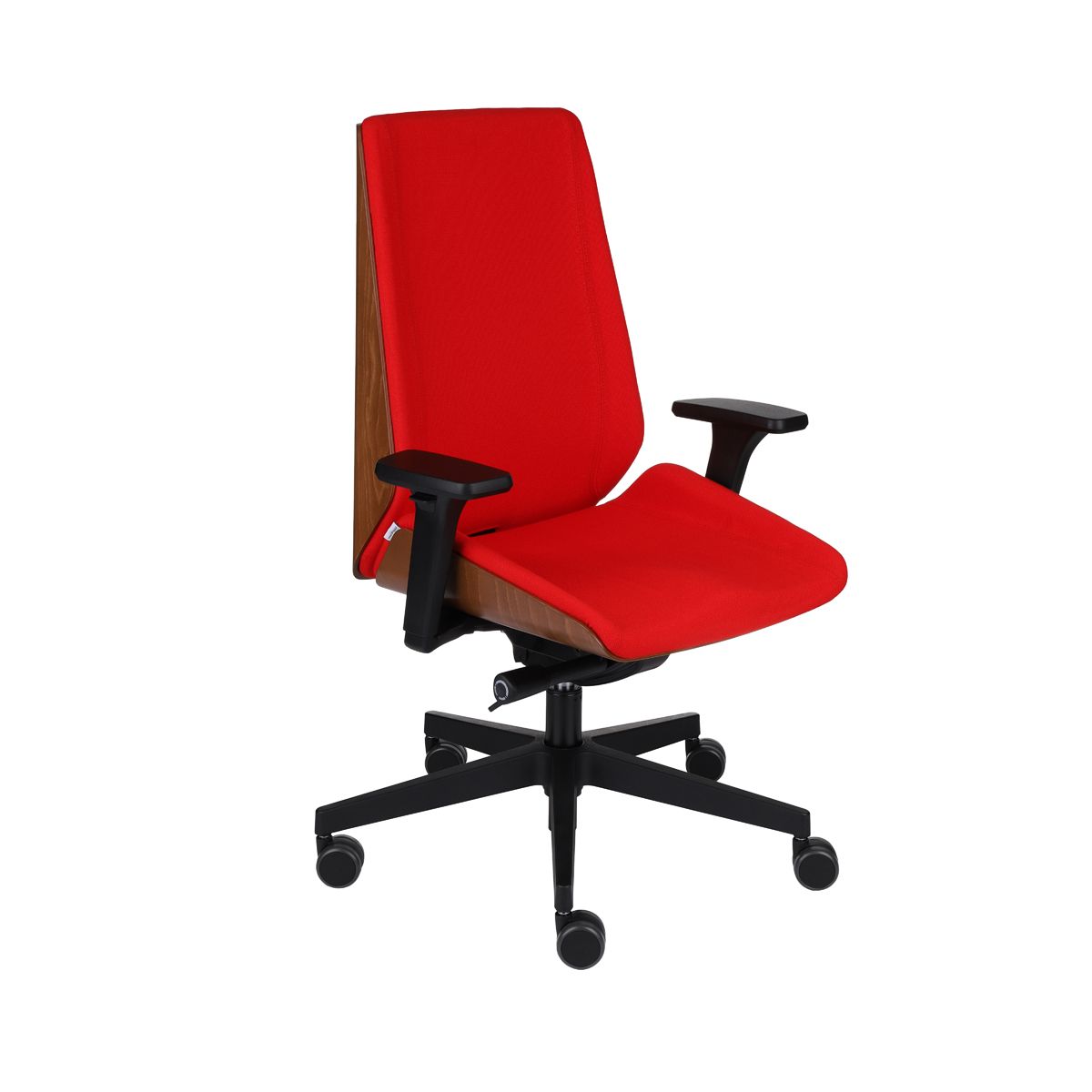 Kancelárska stolička s podrúčkami Munos Wood - červená (Fame 02) / svetlý orech / čierna - nabbi.sk