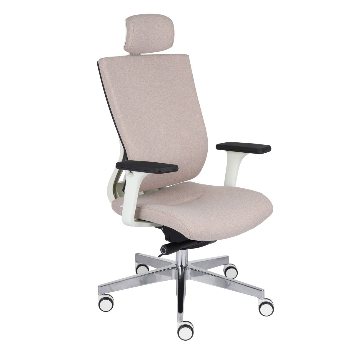 Kancelárska stolička s podrúčkami Mixerot WT HD - béžová / biela / chróm - nabbi.sk