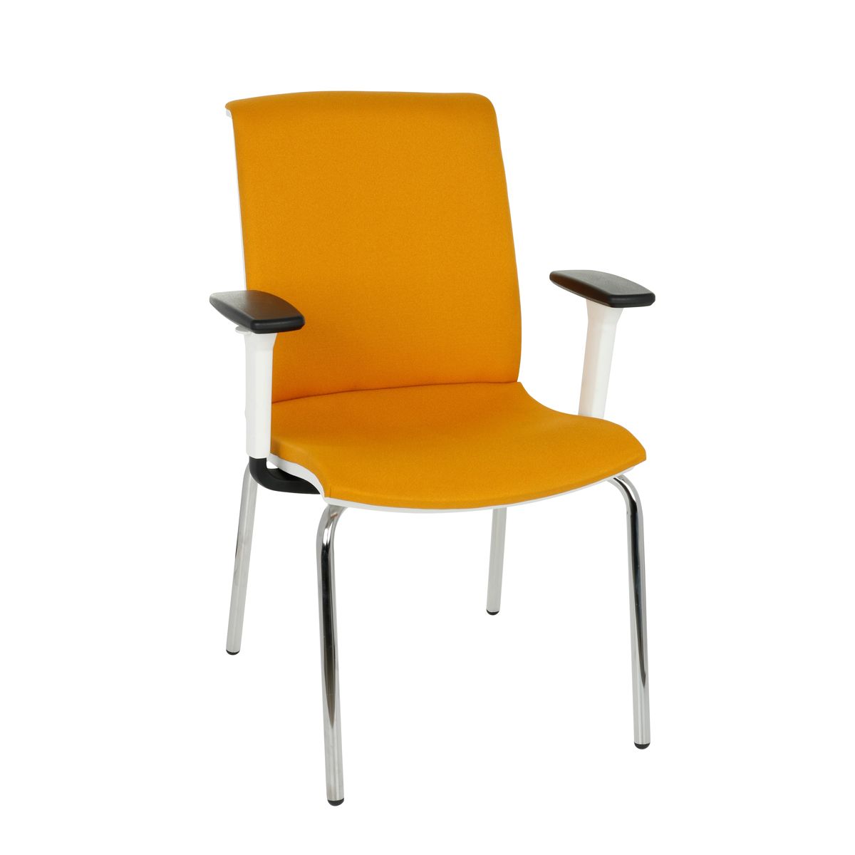 NABBI Libon 4L WT R1 konferenčná stolička s podrúčkami žltá / biela / chróm - nabbi.sk