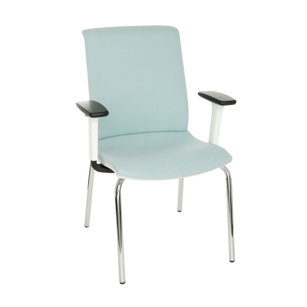 Konferenčná stolička s podrúčkami Libon 4L WT R1 - mentolová / biela / chróm - nabbi.sk