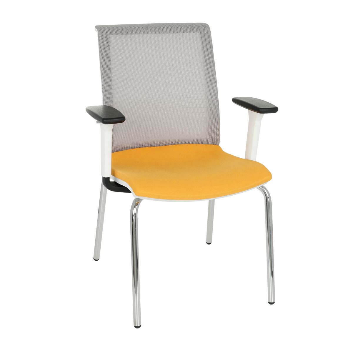 NABBI Libon 4L WS R1 konferenčná stolička s podrúčkami žltá / sivá / biela / chróm - nabbi.sk