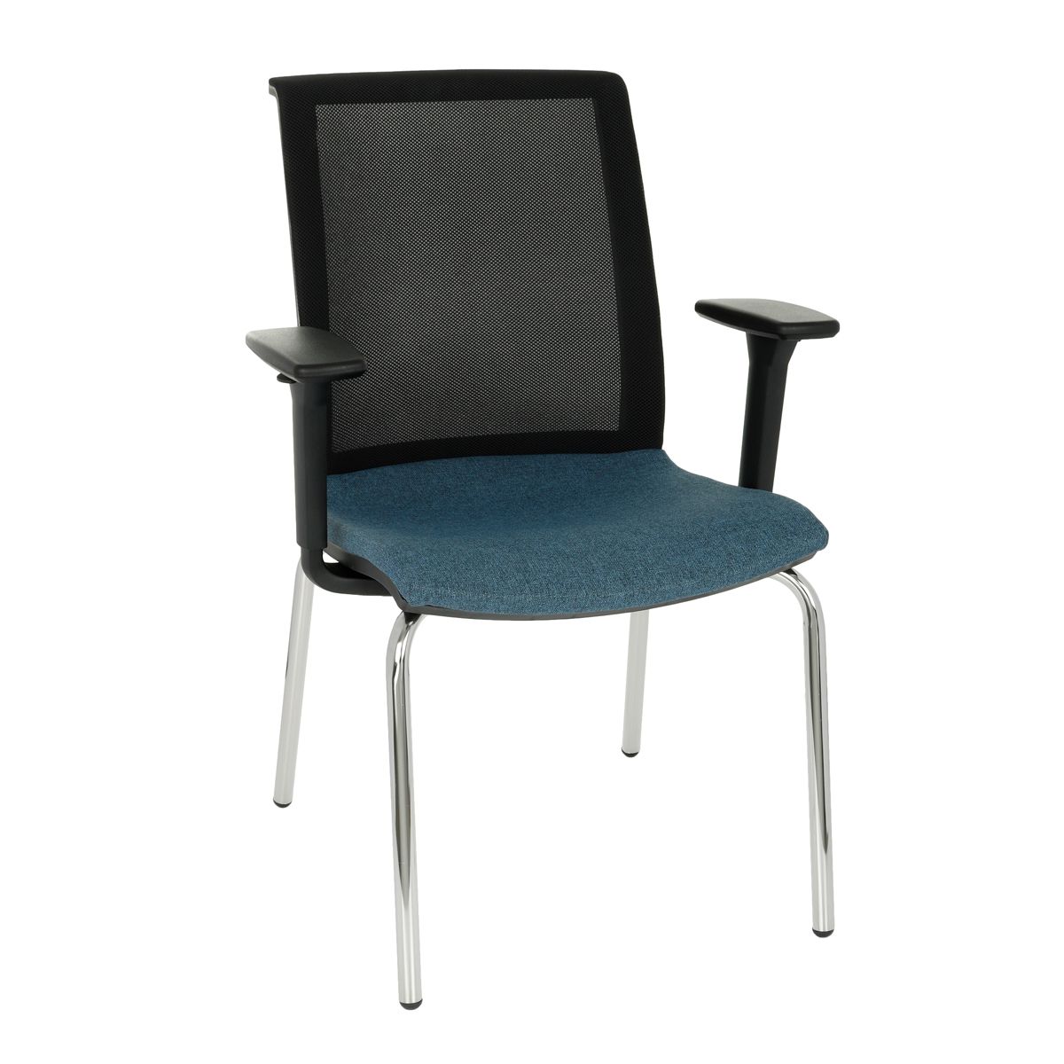 Konferenčná stolička s podrúčkami Libon 4L BS R1 - modrá / čierna / chróm - nabbi.sk