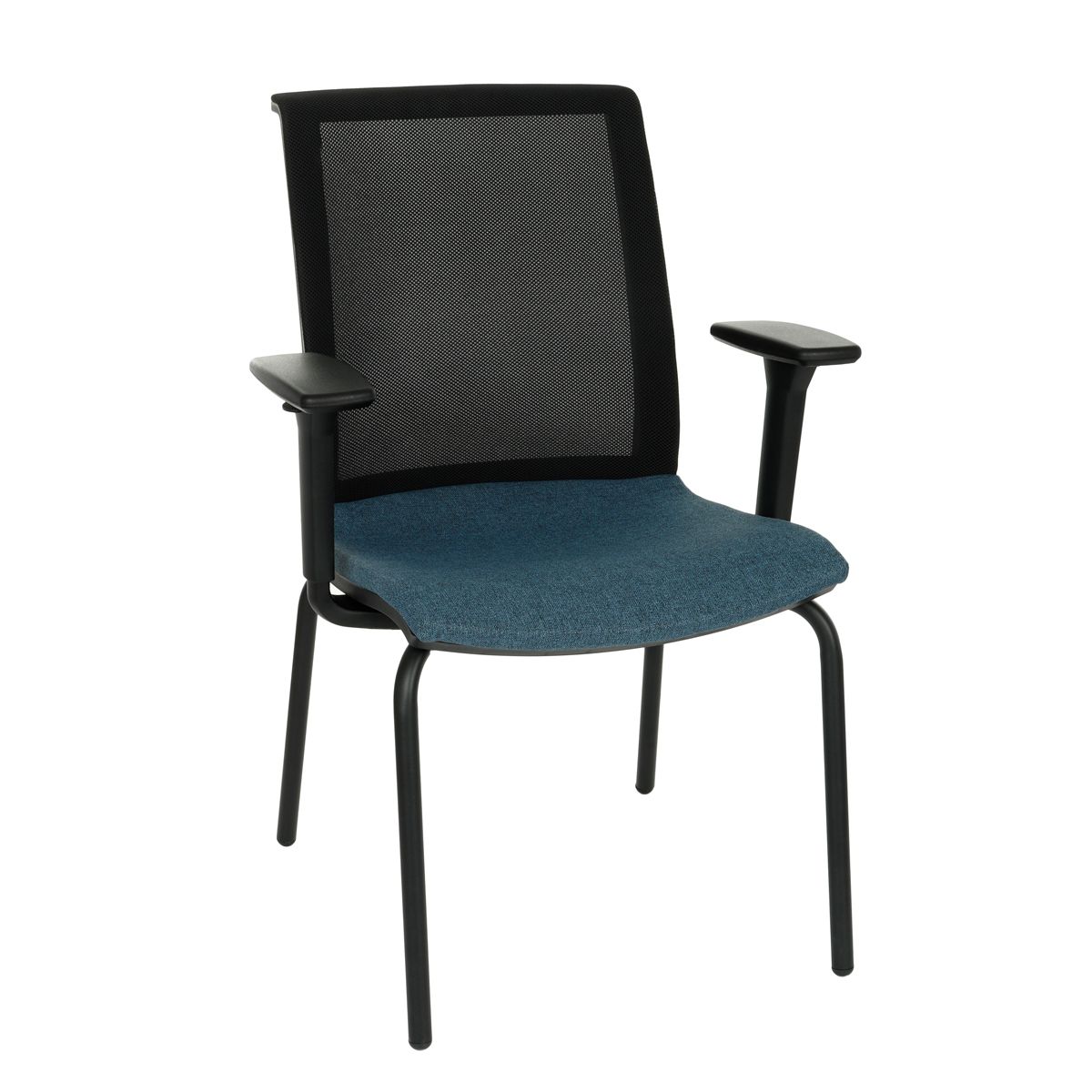 Konferenčná stolička s podrúčkami Libon 4L BS R1 - modrá / čierna - nabbi.sk