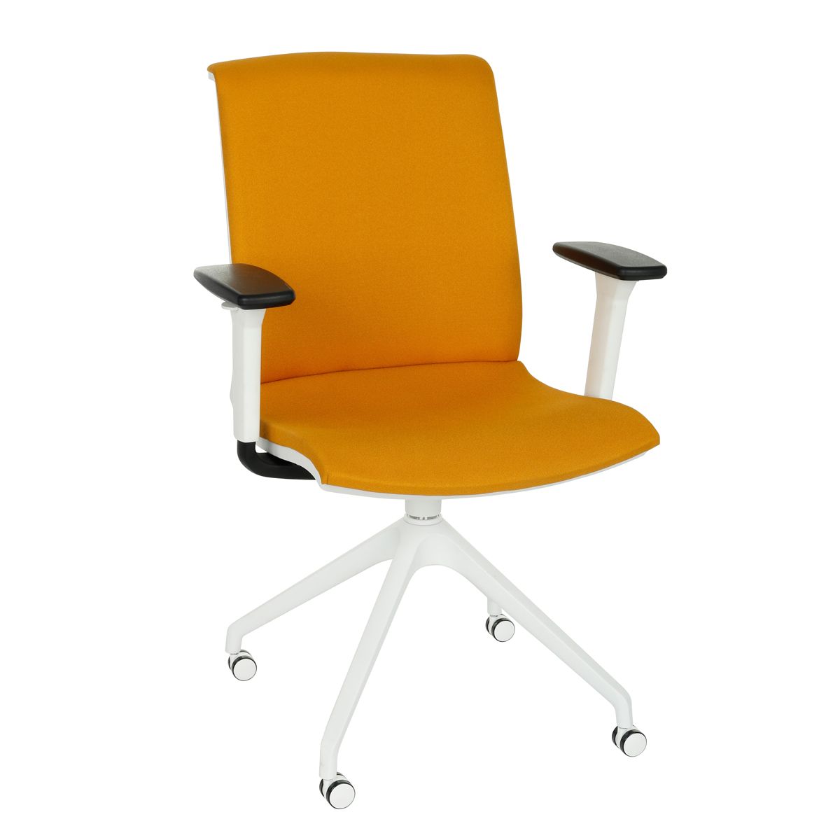 Konferenčná stolička s podrúčkami Libon Cross Roll WT R1 - žltá / biela - nabbi.sk