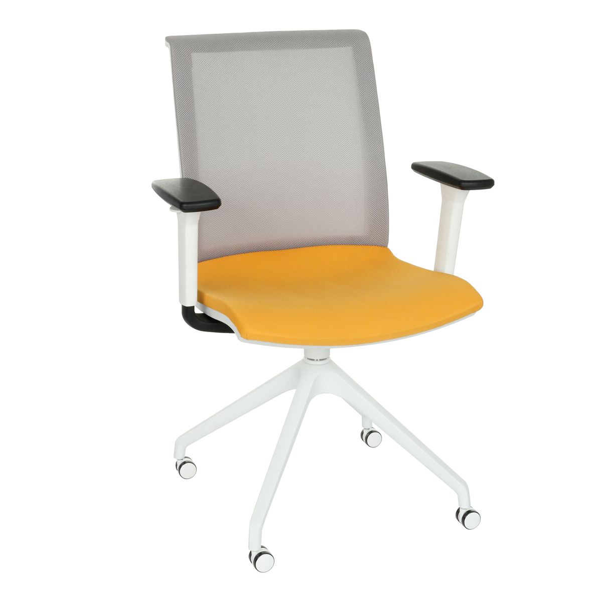 NABBI Libon Cross Roll WS R1 konferenčná stolička s podrúčkami žltá / sivá / biela - nabbi.sk