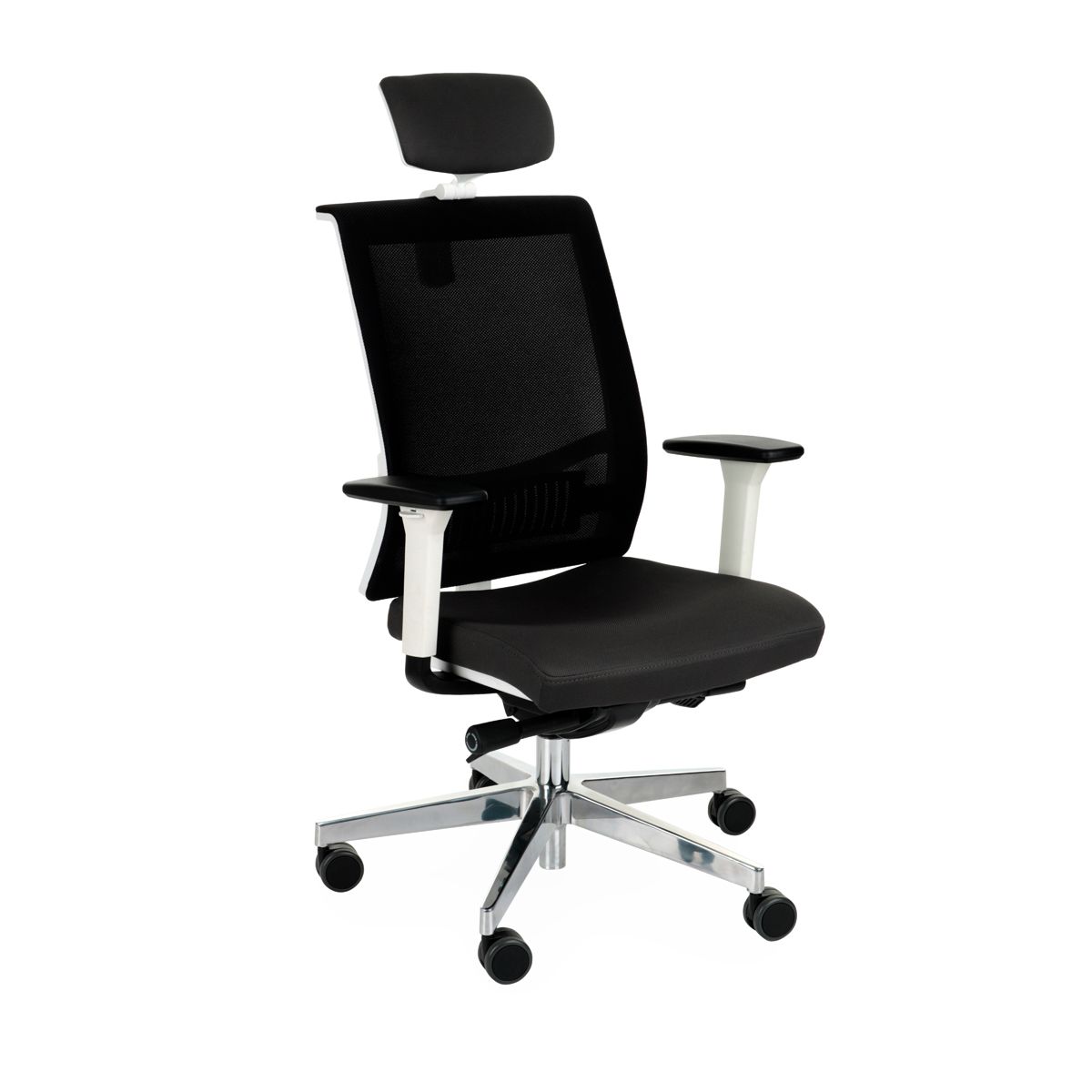 Kancelárska stolička s podrúčkami Libon WS HD - čierna / biela / chróm - nabbi.sk