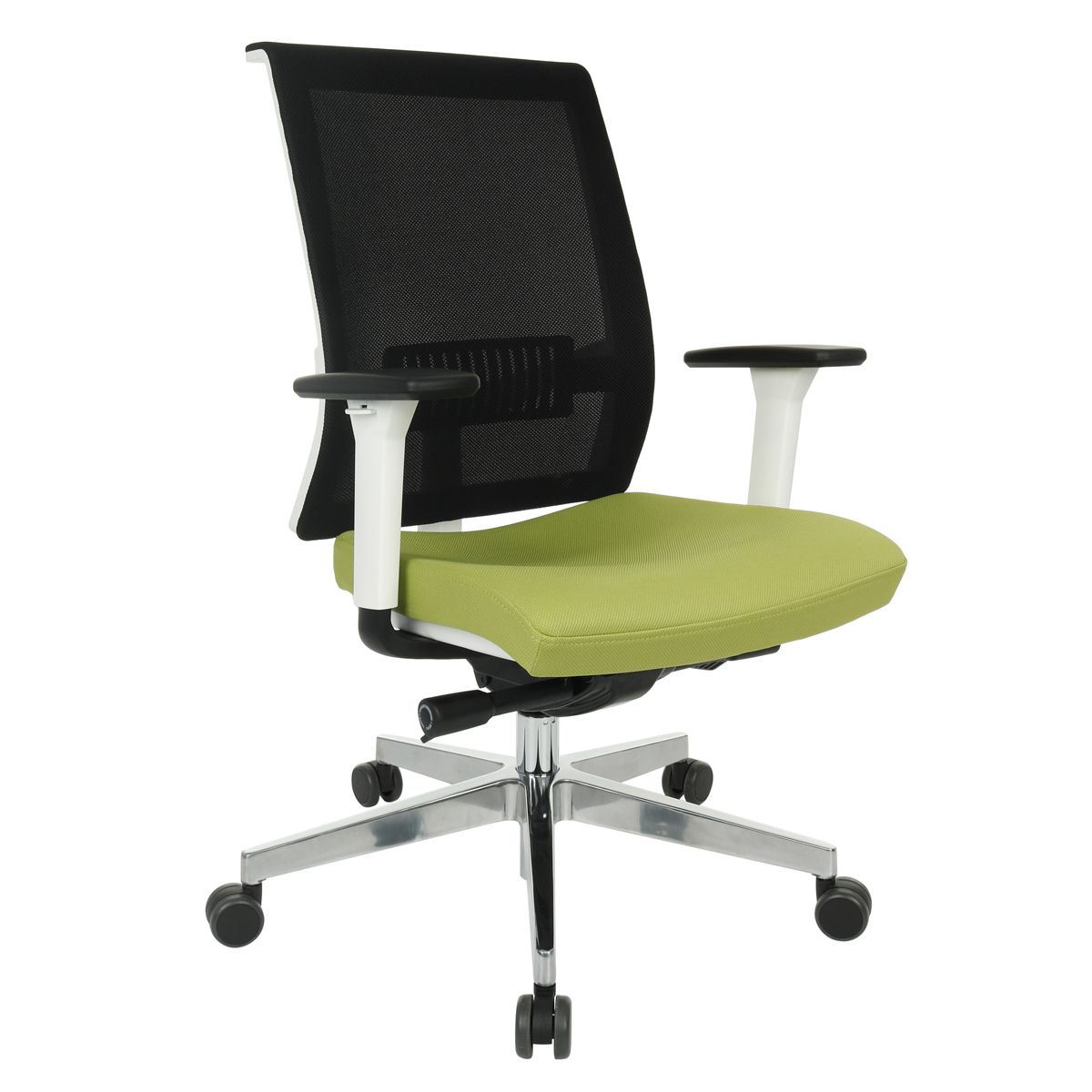 Kancelárska stolička s podrúčkami Libon WS - zelená / čierna / biela / chróm - nabbi.sk