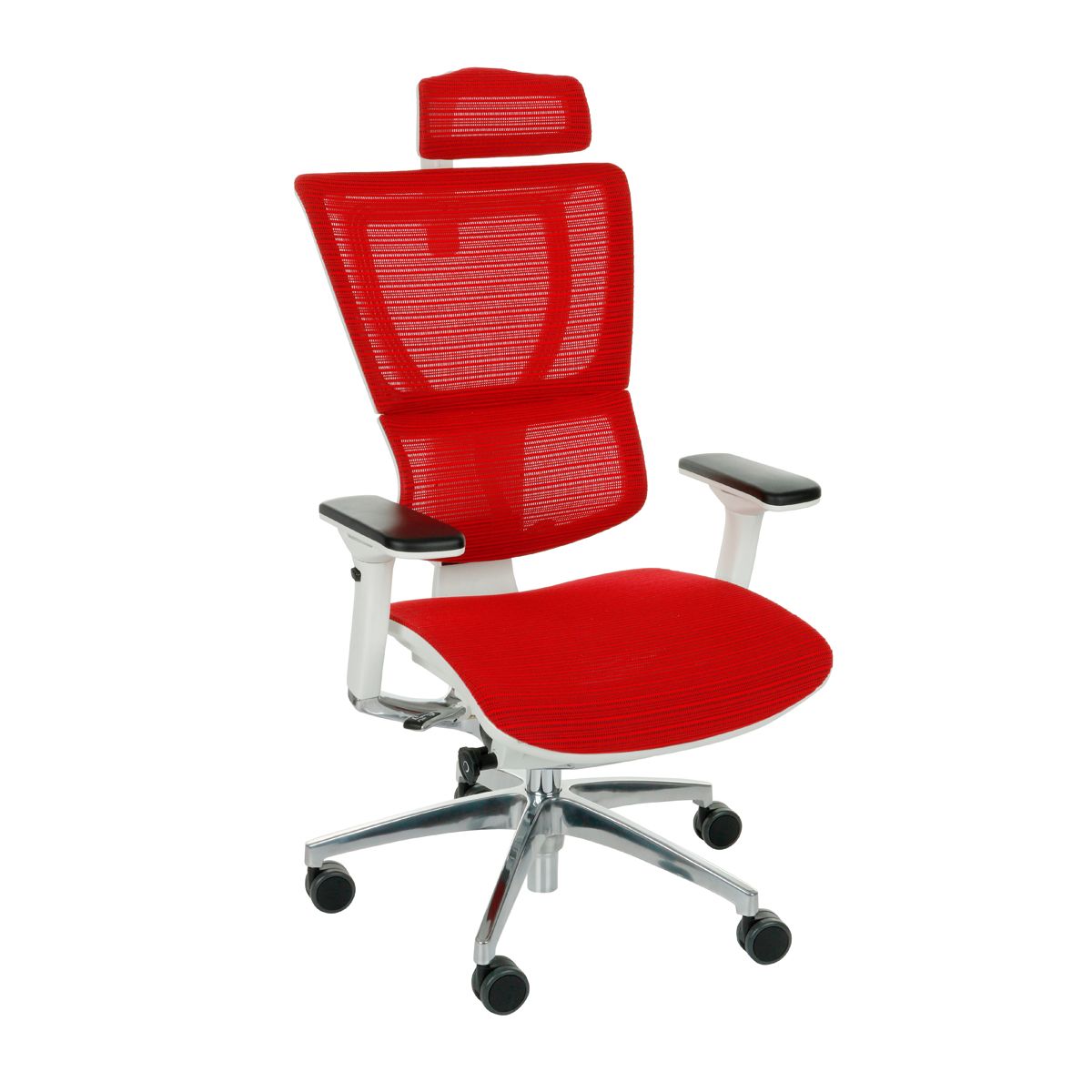 Kancelárska stolička s podrúčkami Iko WS - červená / biela / chróm - nabbi.sk