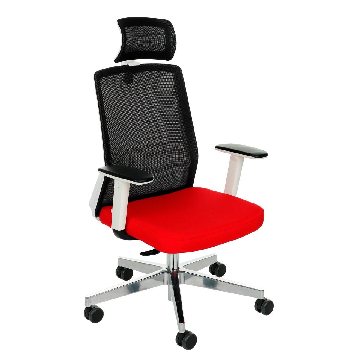 Kancelárska stolička s podrúčkami Cupra WS HD - červená / čierna / biela / chróm - nabbi.sk