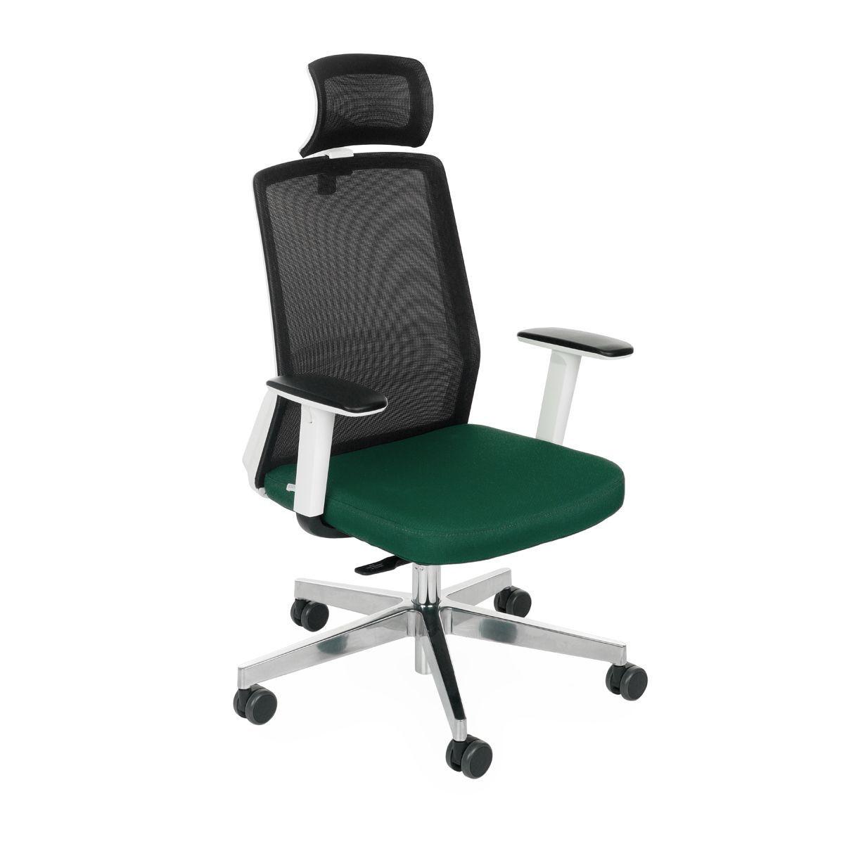 Kancelárska stolička s podrúčkami Cupra WS HD - tmavozelená / čierna / biela / chróm - nabbi.sk
