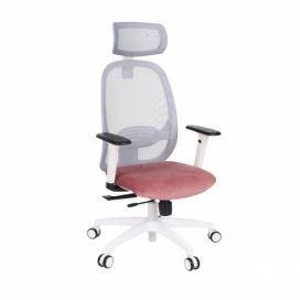 Kancelárska stolička s podrúčkami Nedim WS HD - tmavoružová / sivá / biela